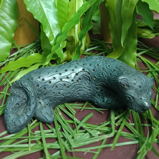 Sawai Madhopur Black Pottery Animal Figurine Tiger Sitting
