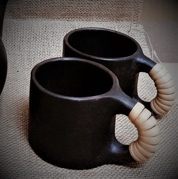 Longpi Black Pottery Tea Cups Pair