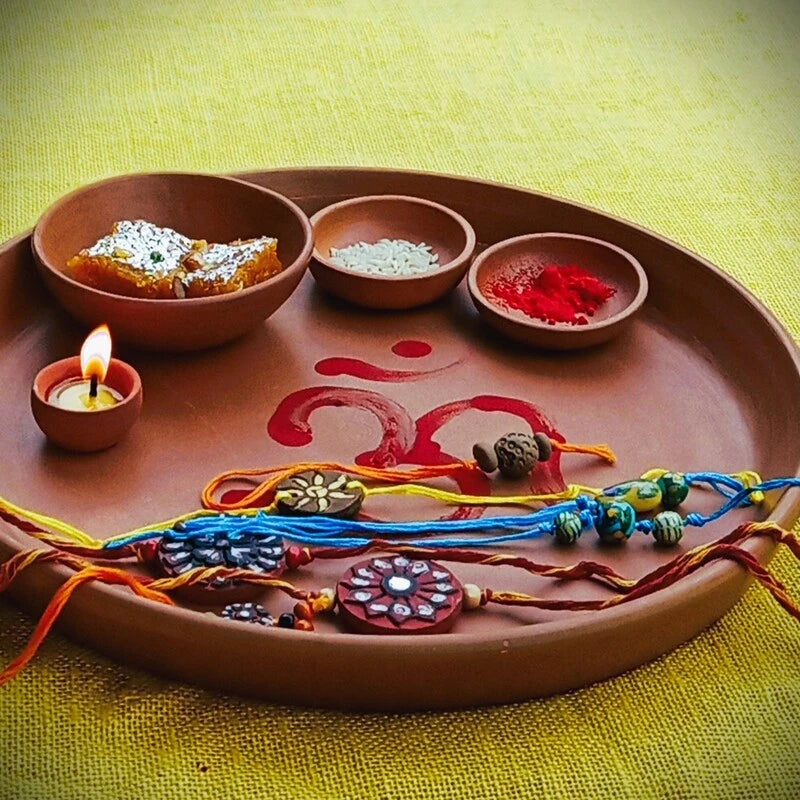 Terracotta Pottery Rakhi Platter Set