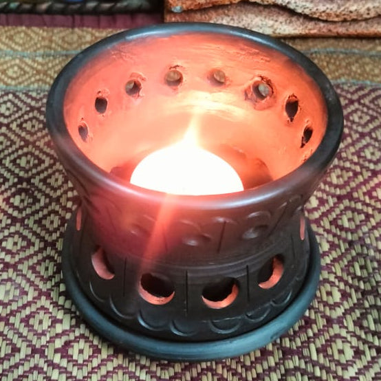 Sawai Madhopur Black Pottery Candle Lamp