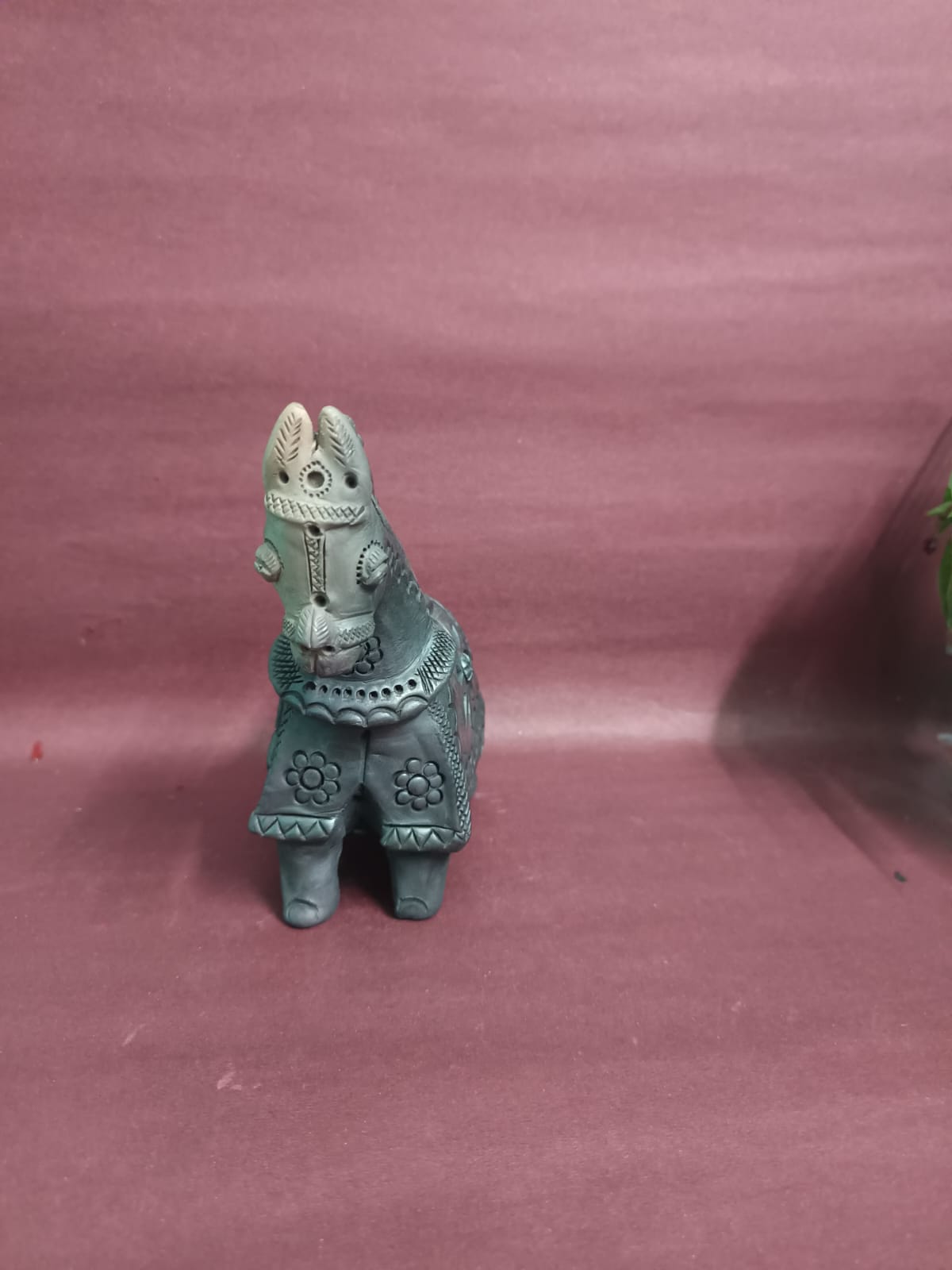 Sawai Madhopur Black Pottery Animal Figurine Horse
