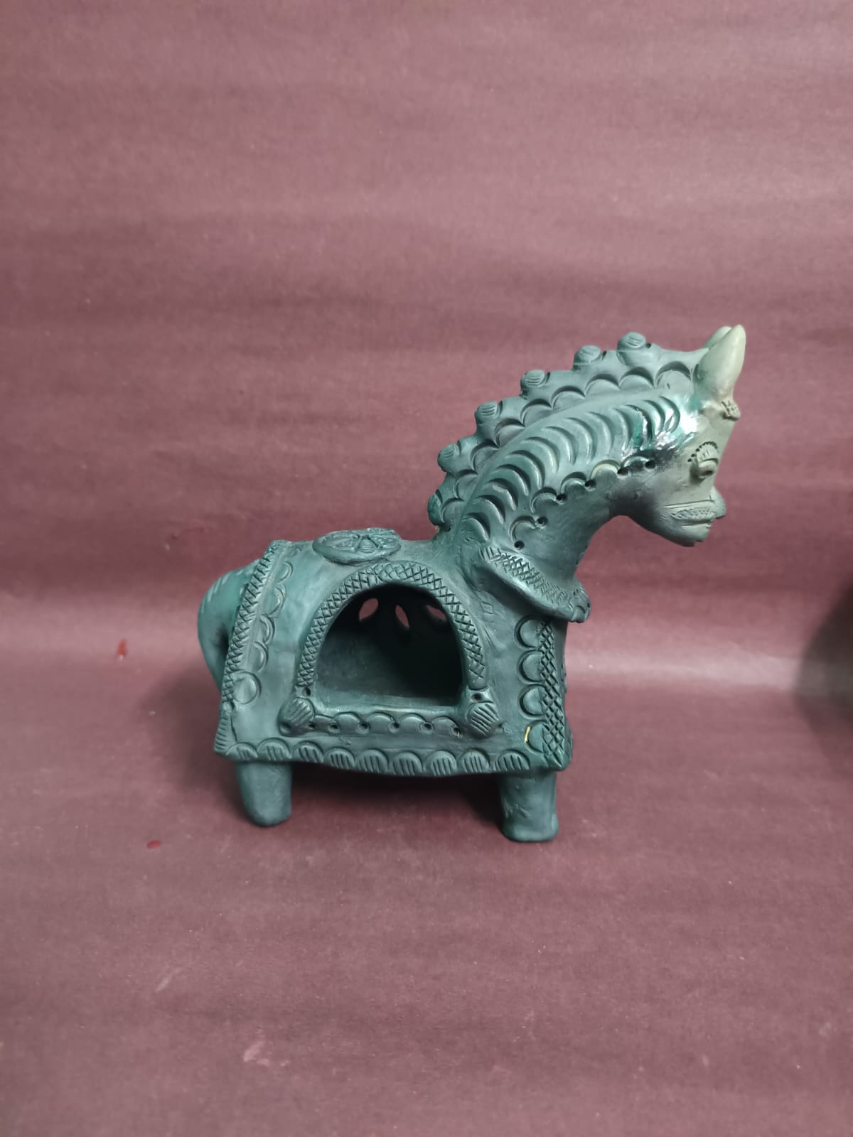 Sawai Madhopur Black Pottery Animal Figurine Horse