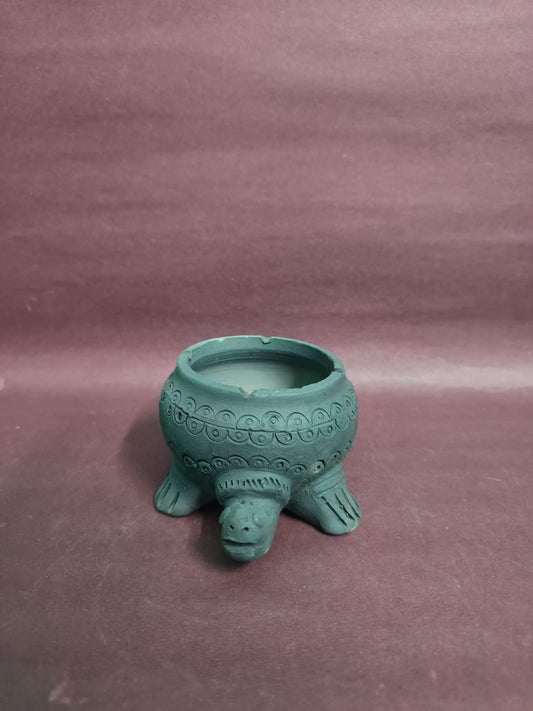 Sawai Madhopur Black Pottery Tortoise Four wick Lamp