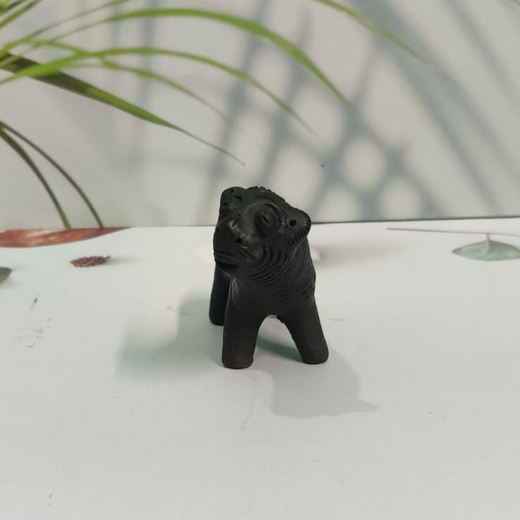 Sawai Madhopur Black Pottery Animal Figurine Tiger Small