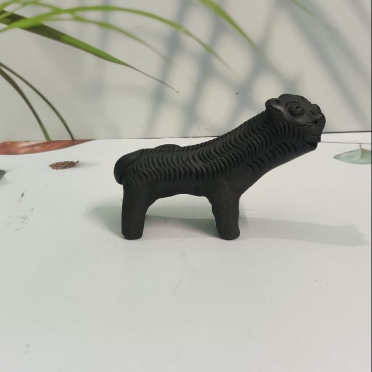 Sawai Madhopur Black Pottery Animal Figurine Tiger Small