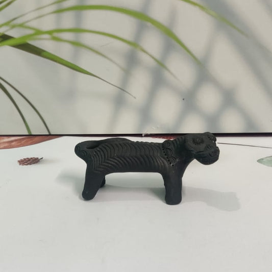 Sawai Madhopur Black Pottery Animal Figurine Tiger Mini