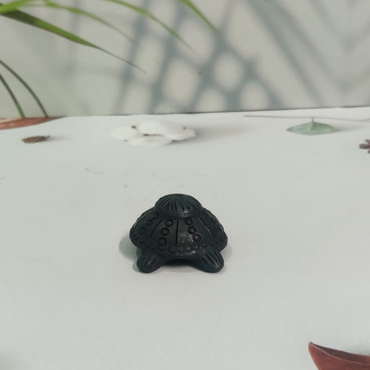 Sawai Madhopur Black Pottery Animal Figurine Small Tortoise