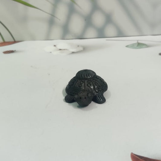 Sawai Madhopur Black Pottery Animal Figurine Small Tortoise