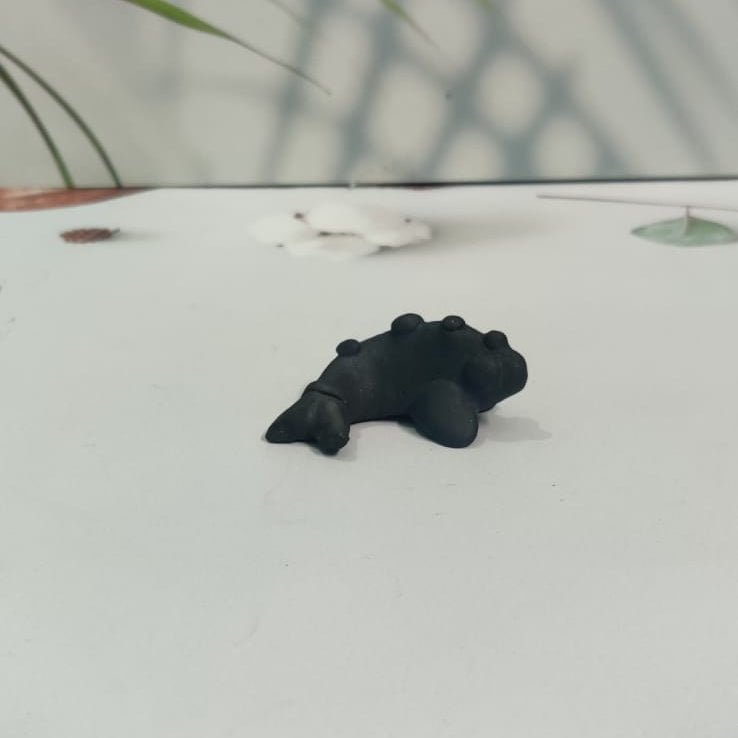 Sawai Madhopur Black Pottery Animal Figurine Small Fish