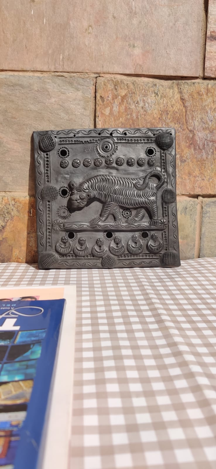 Sawai Madhopur Black Pottery Tiger Tile Art (Large)