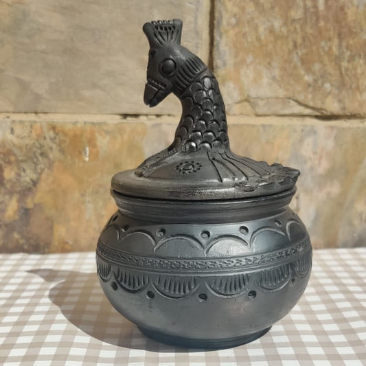 Sawai Madhopur Black Pottery Peacock Saltshaker