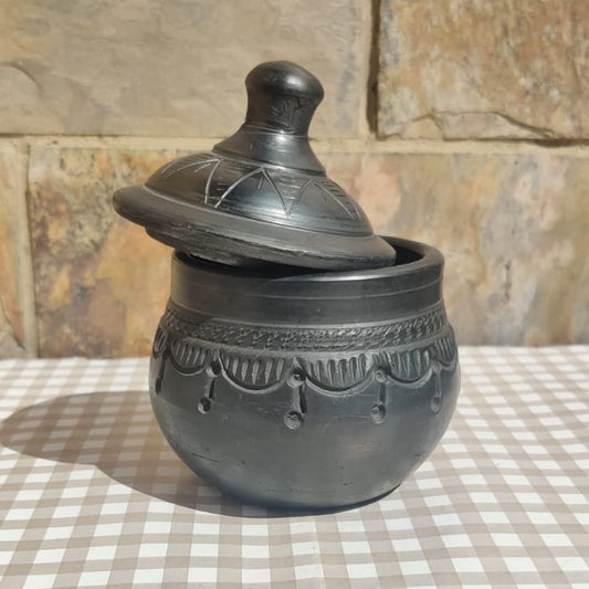 Sawai Madhopur Black Pottery Simple Salt Container