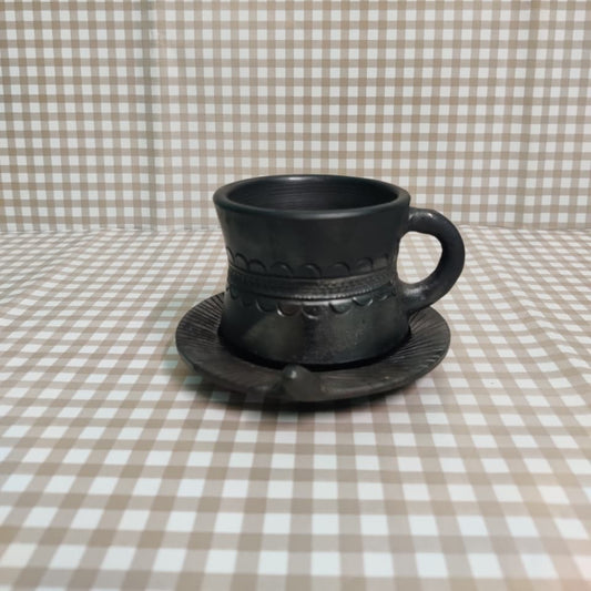 Sawai Madhopur Black Pottery Cup and Saucer