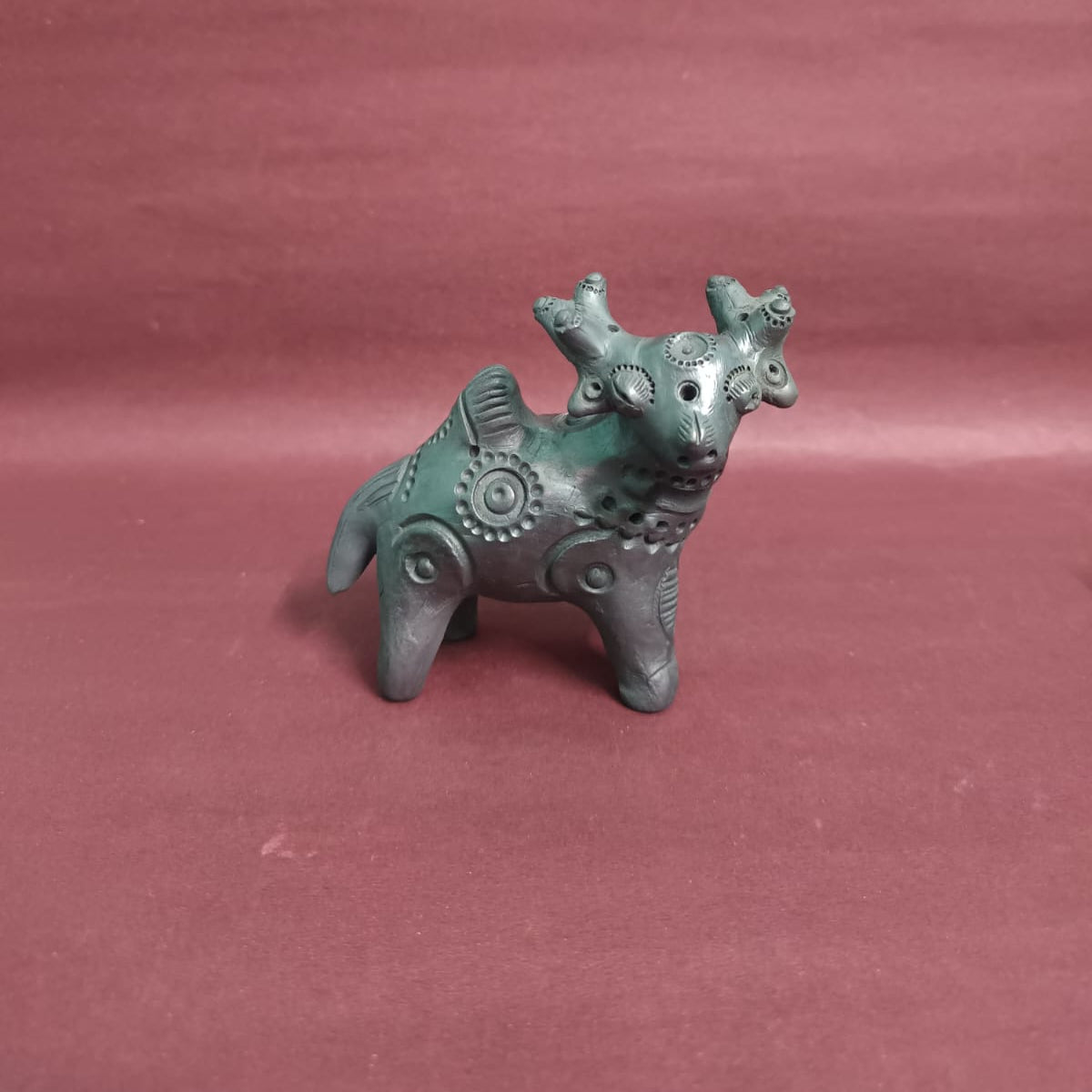 Sawai Madhopur Black Pottery Animal Figurine Standing Deer Medium