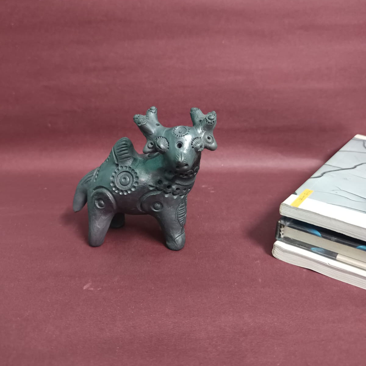 Sawai Madhopur Black Pottery Animal Figurine Standing Deer Medium