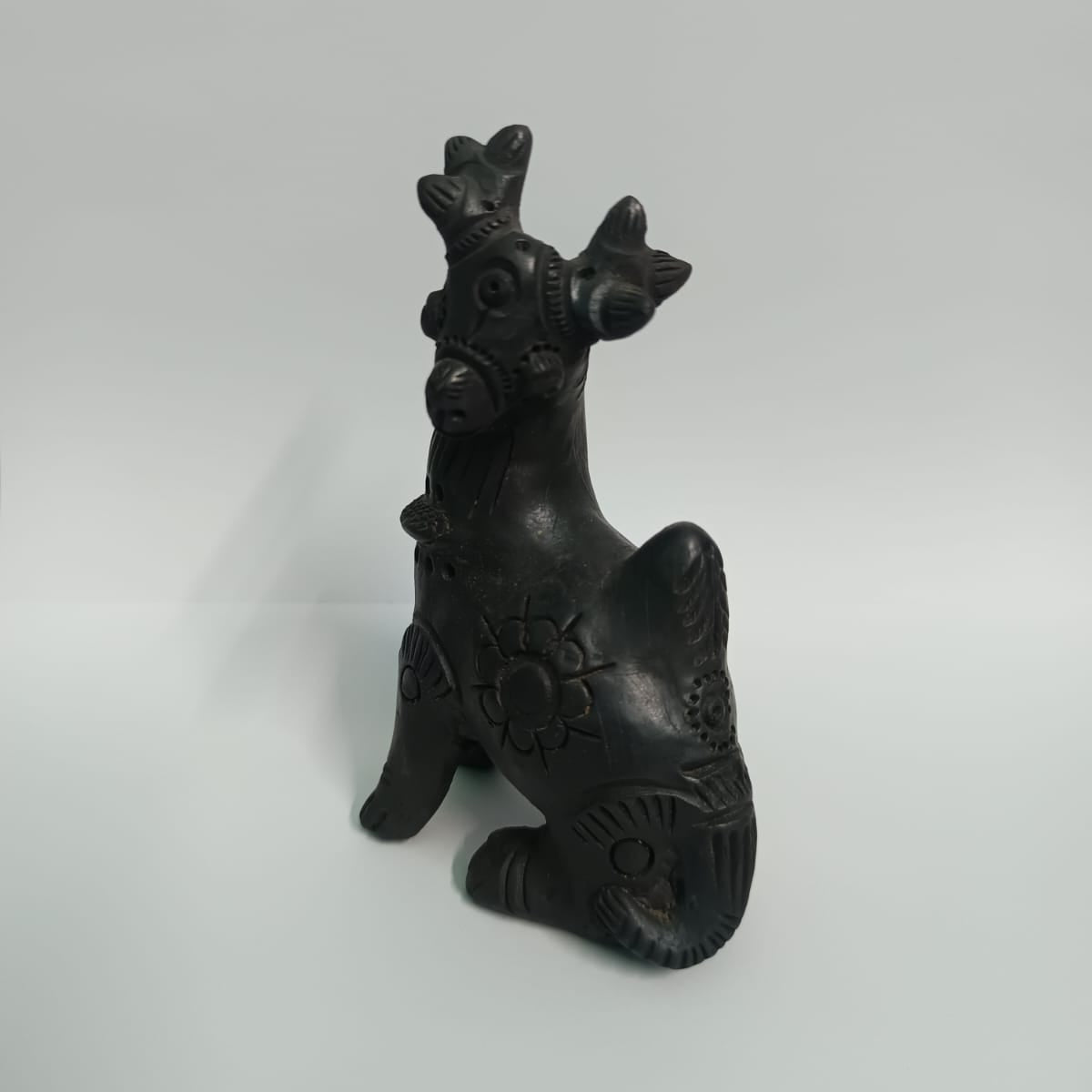 Sawai Madhopur Black Pottery Animal Figurine Sitting Deer Medium