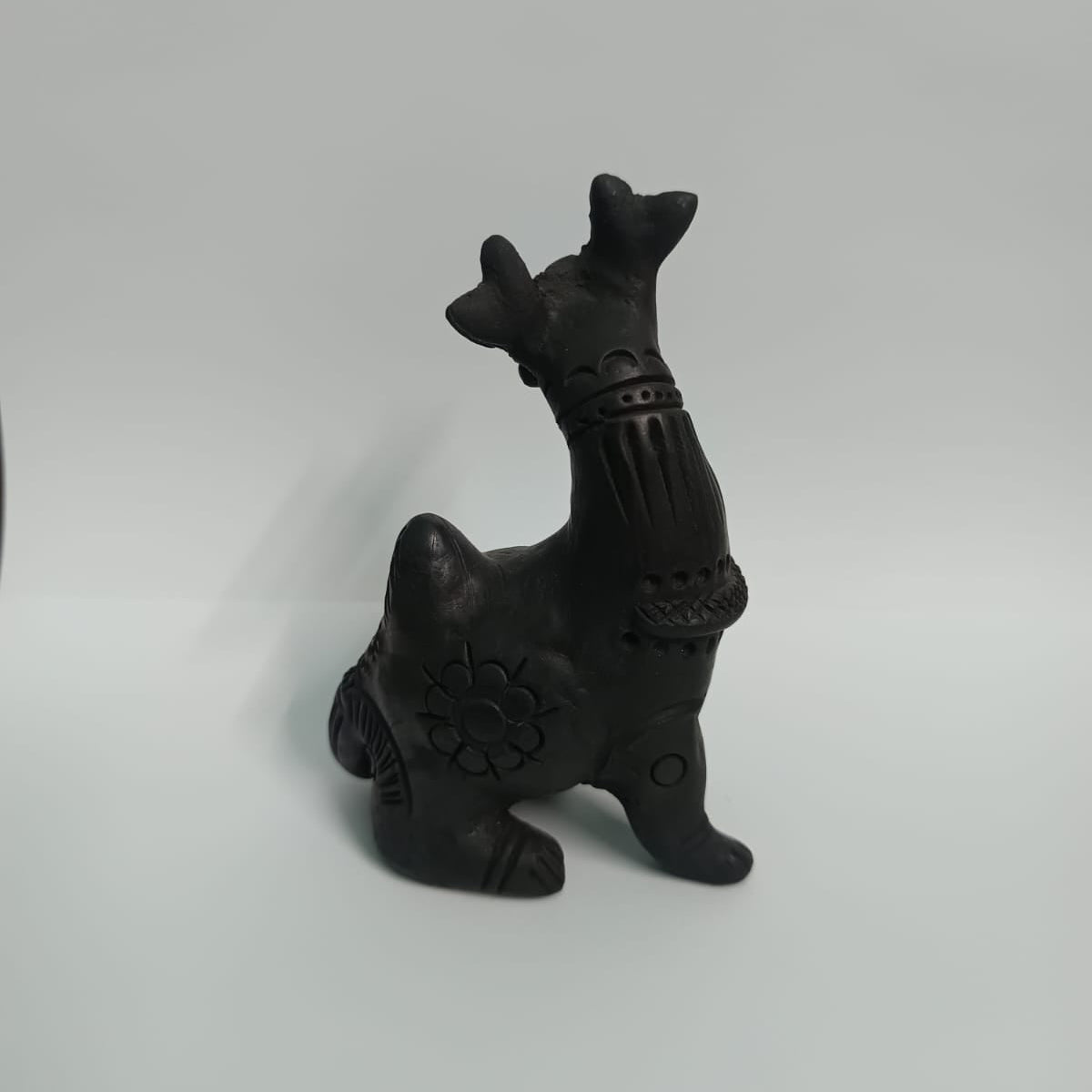 Sawai Madhopur Black Pottery Animal Figurine Sitting Deer Medium