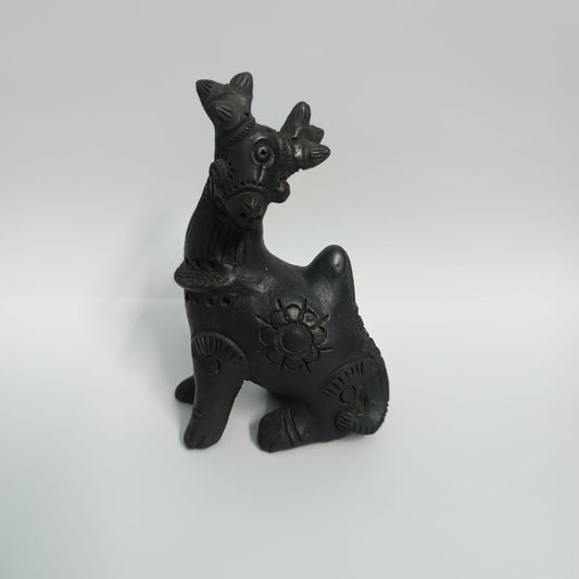 Sawai Madhopur Black Pottery Animal Figurine Sitting Deer Medium