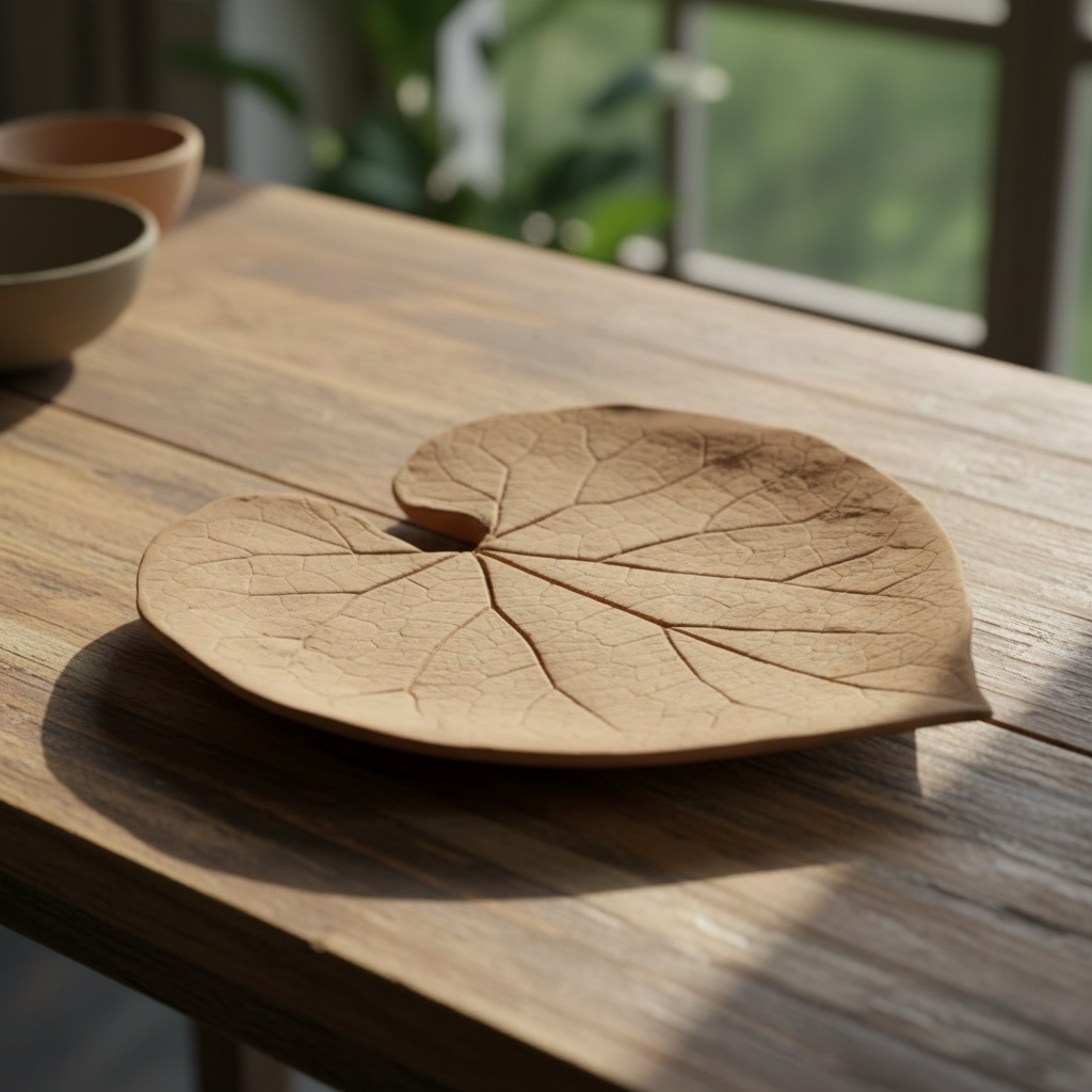 Handcrafted Terracotta Leaf Platter Large