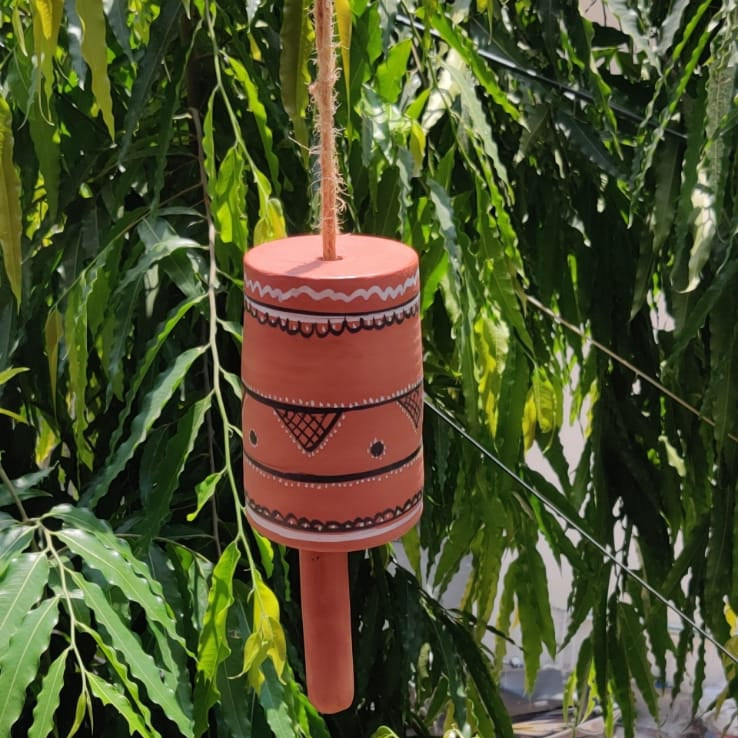 Hand-Painted Kutch Pottery Hanging Bell 2