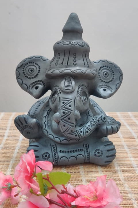 Sawai Madhopur Black Pottery Ganpati Idol Large