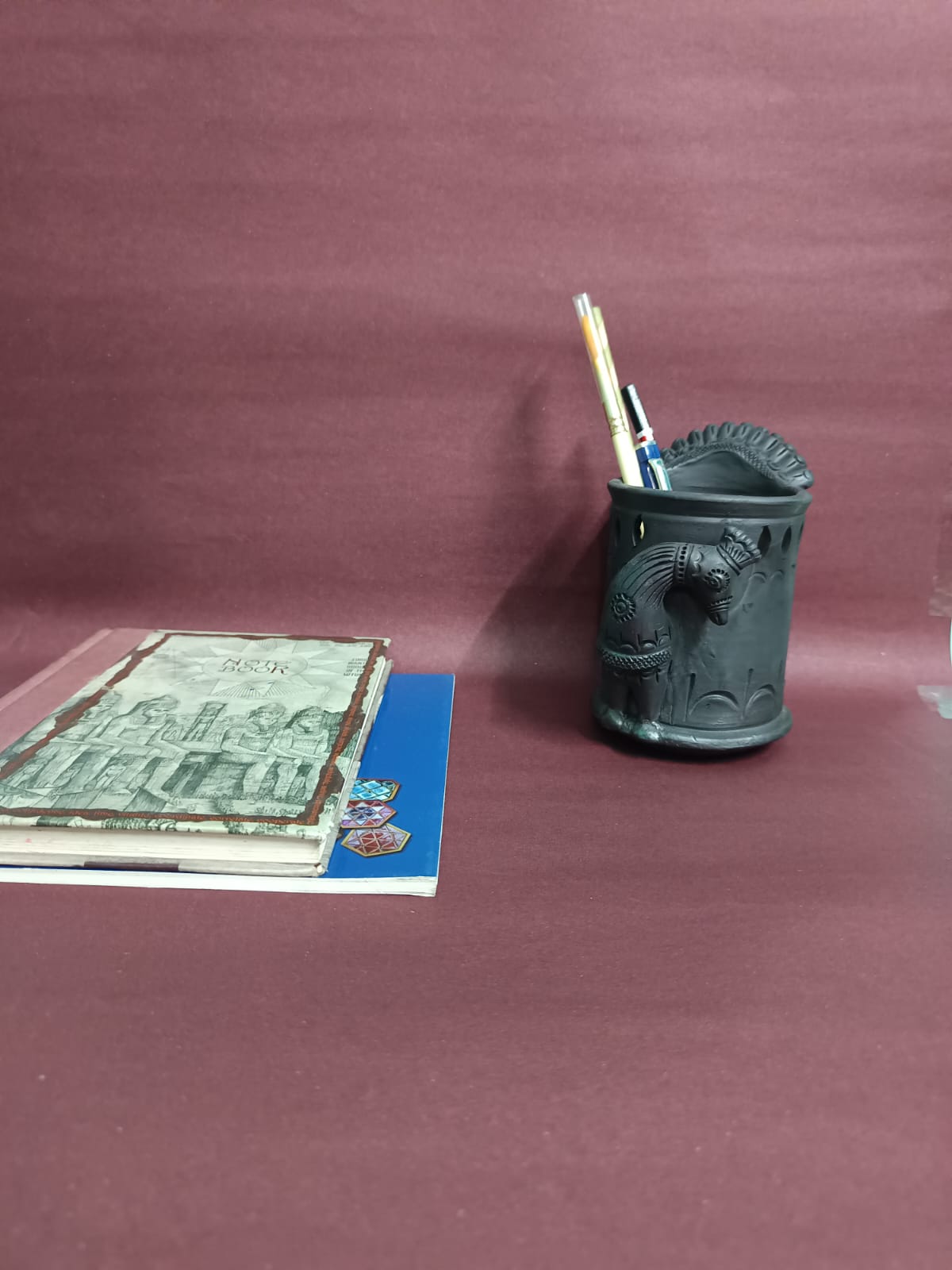 Sawai Madhopur Black Pottery Peacock 1 Pen cum Cutlery Holder