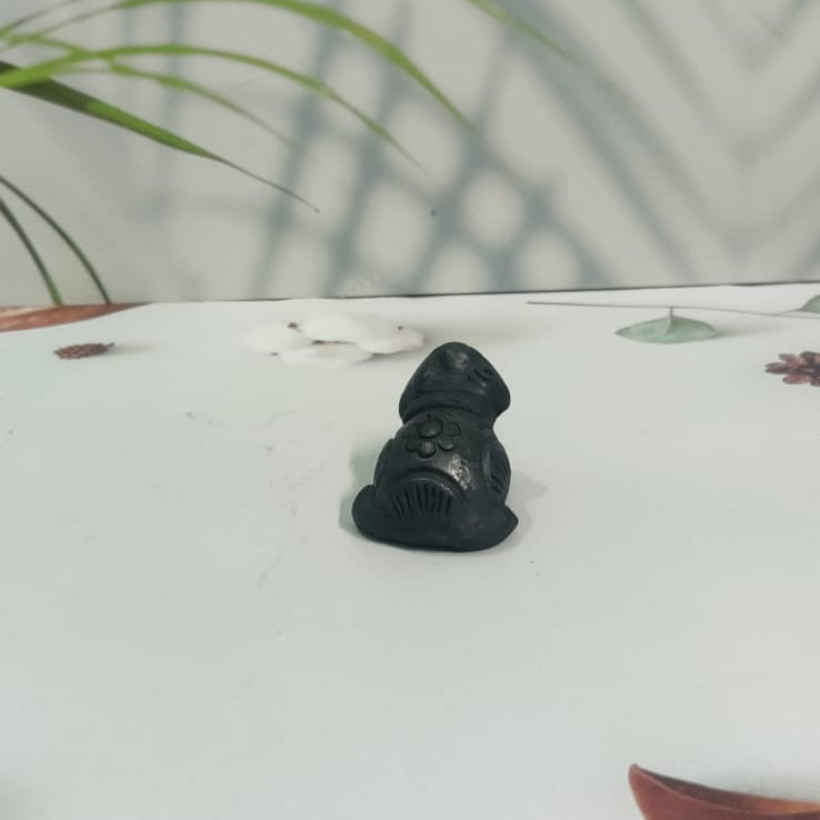 Sawai Madhopur Black Pottery Small Animal Figurine Tortoise,Frog,Elephant
