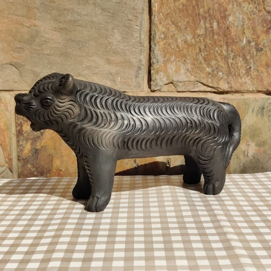 Sawai Madhopur Black Pottery Animal Figurine Standing Tiger Large