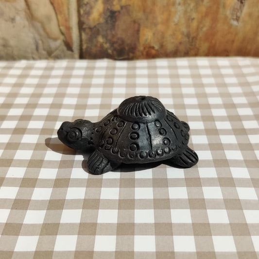 Sawai Madhopur Black Pottery Animal Figurine Small Tortoise