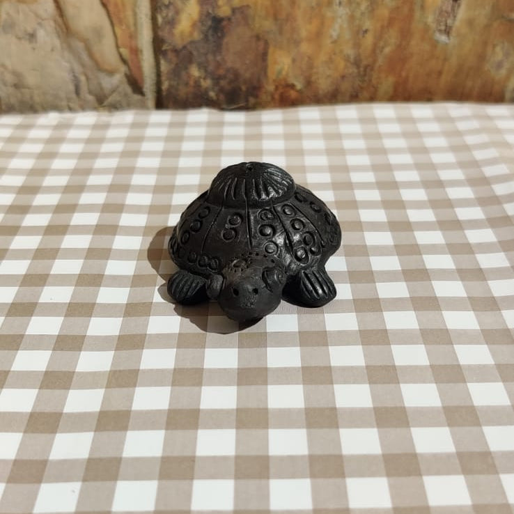 Sawai Madhopur Black Pottery Animal Figurine Small Tortoise