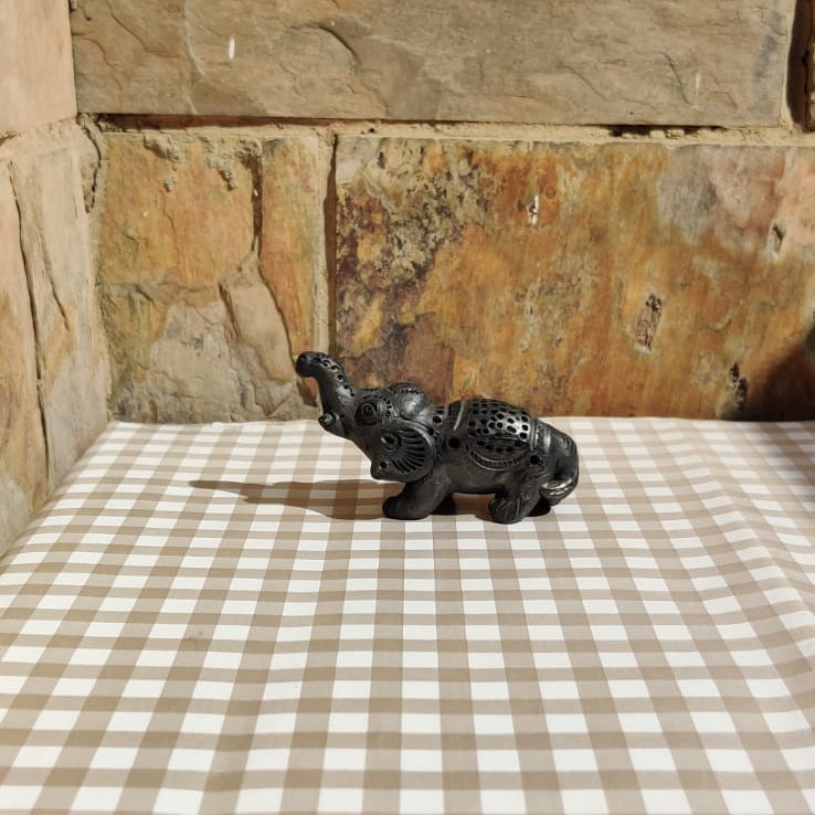 Sawai Madhopur Black Pottery Small Animal Figurine Tortoise,Frog,Elephant