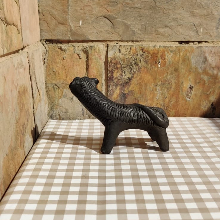 Sawai Madhopur Black Pottery Animal Figurine Tiger Small