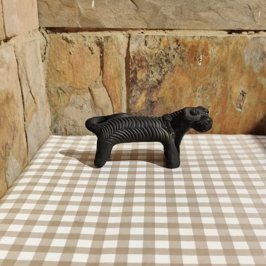 Sawai Madhopur Black Pottery Animal Figurine Tiger Mini