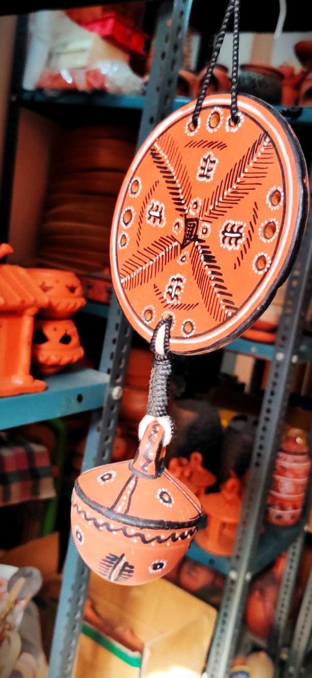 Hand-Painted Kutch Pottery Hanging Bell