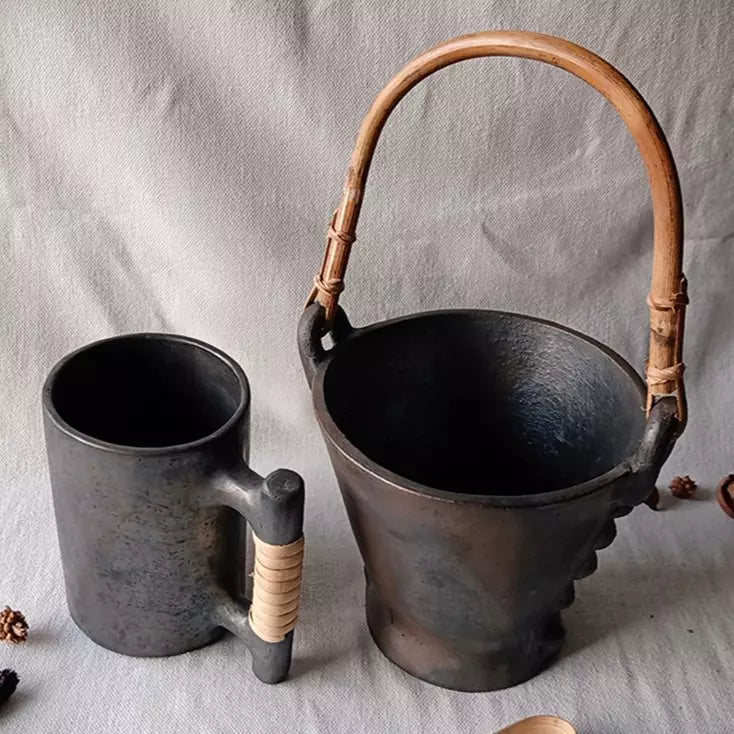 Longpi Black Pottery Ice Bucket