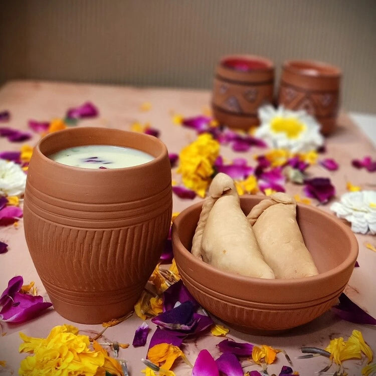 Handmade Terracotta Clay Beverage and Snack Serving Set for 1