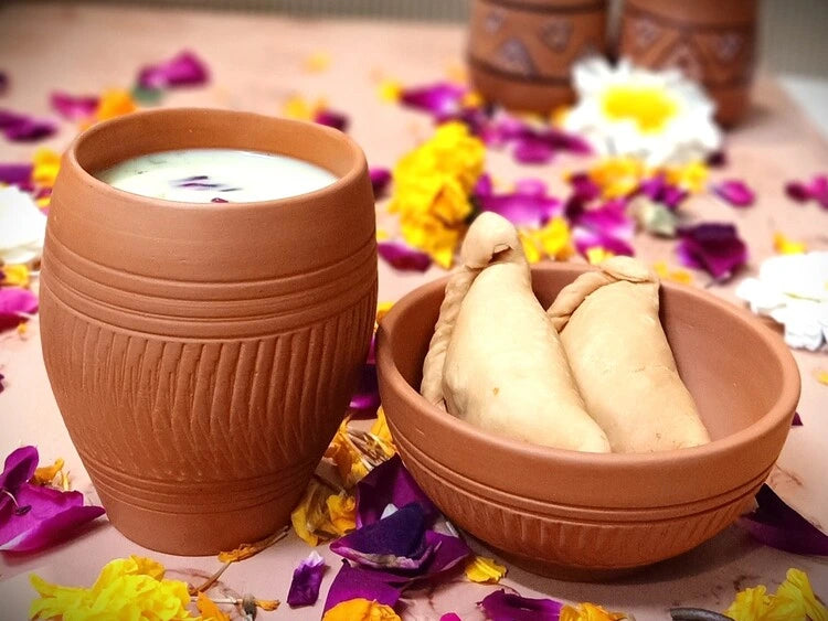 Handmade Terracotta Clay Beverage and Snack Serving Set for 1
