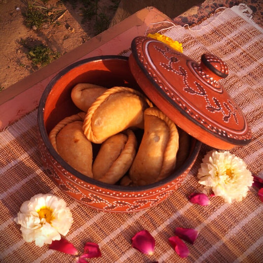 Hand-Painted Kutch Pottery Casserole