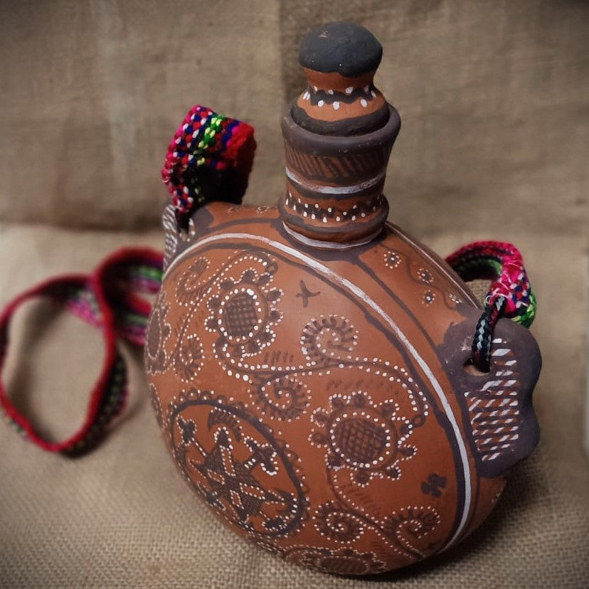 Kutch Painted Pottery Water Bottle