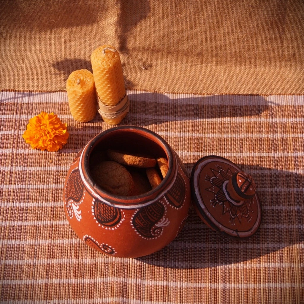 Hand-Painted Kutch Pottery Dry-Food Storage Jar