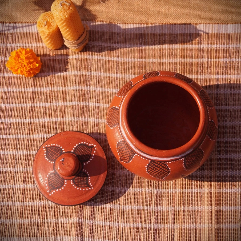 Hand-Painted Kutch Pottery Dry-Food Storage Jar