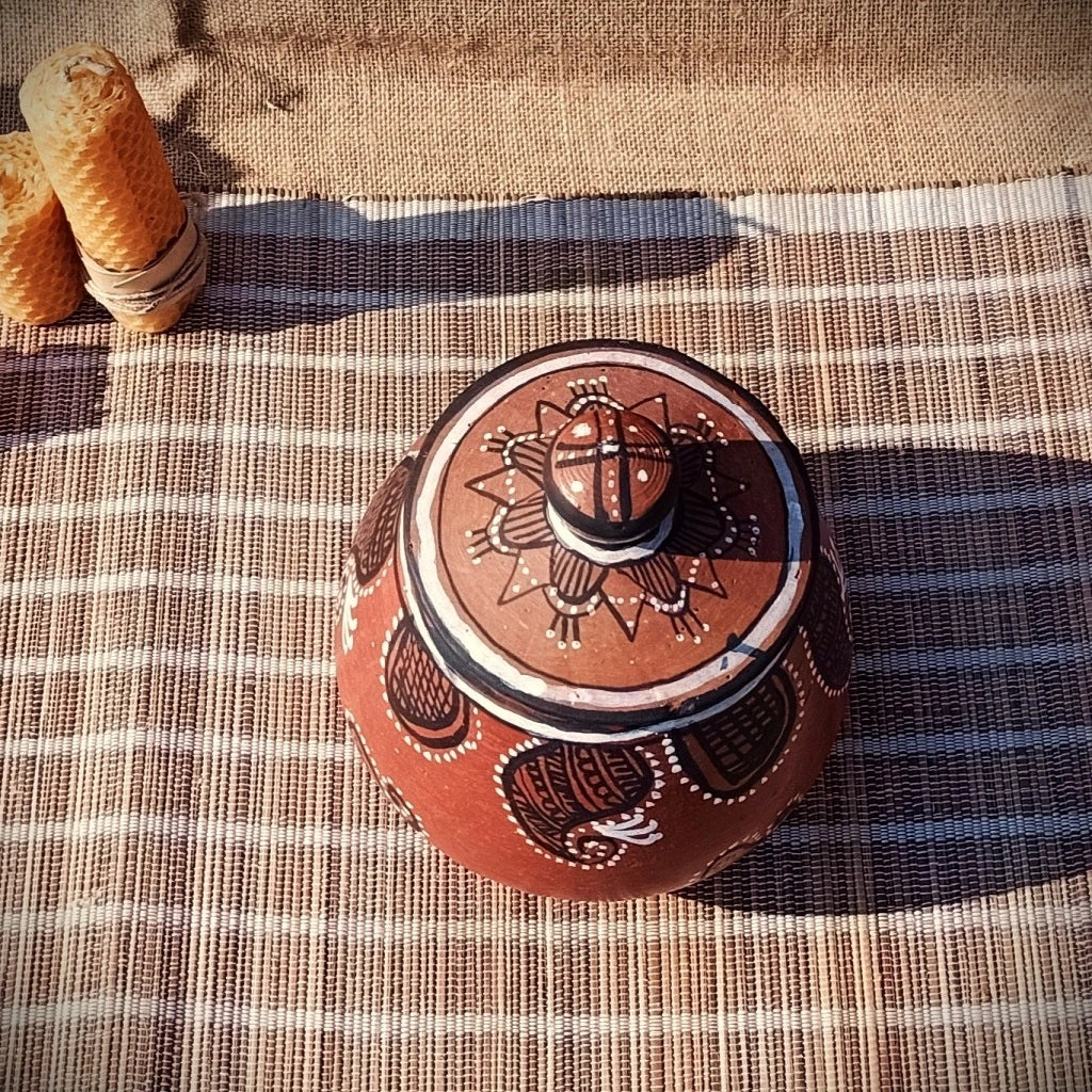 Hand-Painted Kutch Pottery Dry-Food Storage Jar