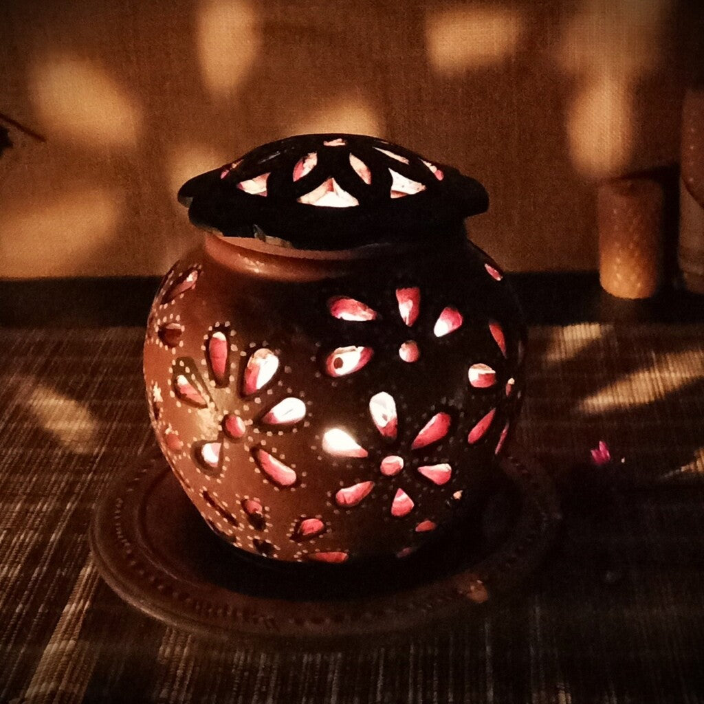 Kutch Hand-Painted Cutwork Lamp With Base Large 2