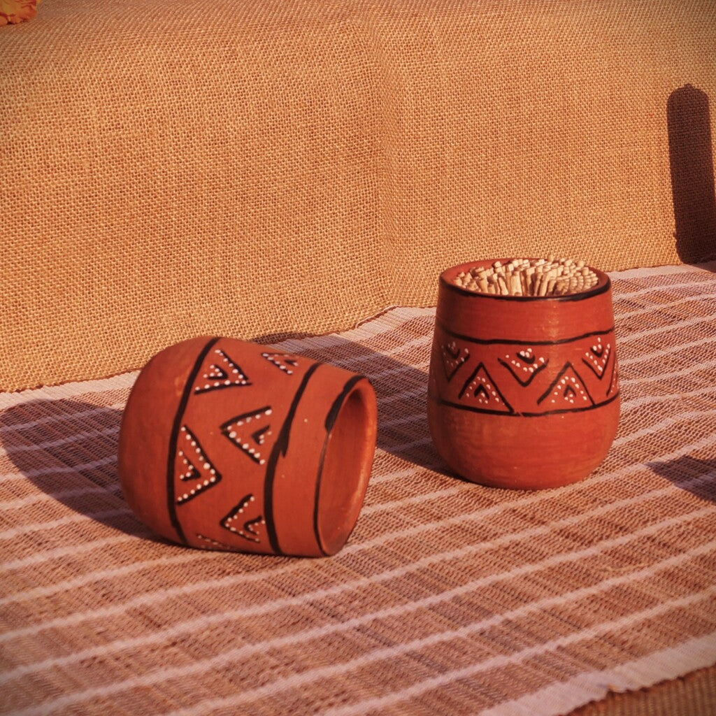 Hand-Painted Kutch Pottery Multi-Purpose Holders Set of 2