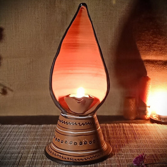 Kutch Hand-Painted Tall Diya Candle Lamp