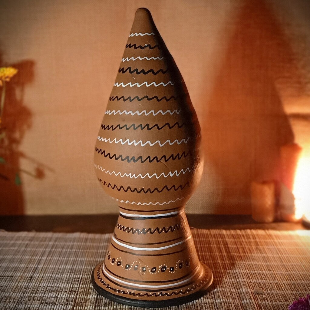 Kutch Hand-Painted Tall Diya Candle Lamp