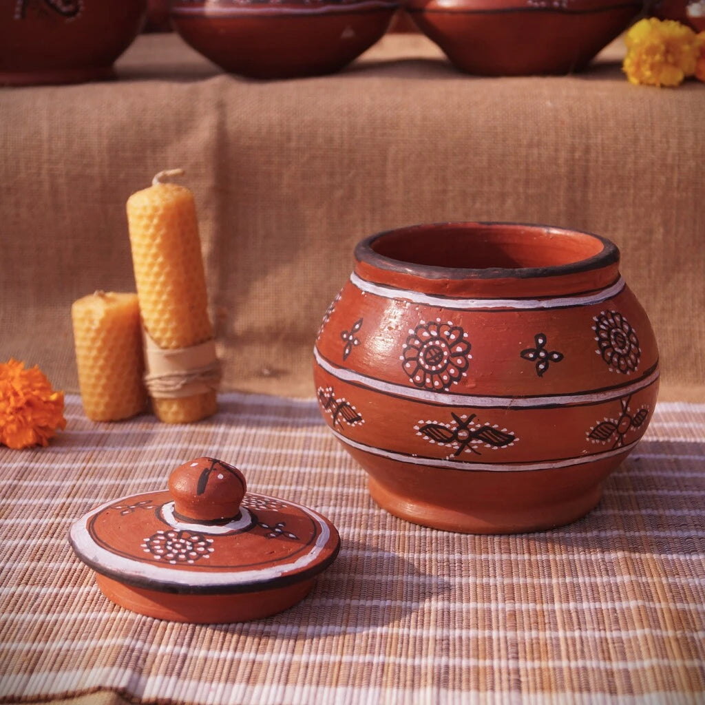 Hand-Painted Kutch Pottery Dry-Food Storage Jar