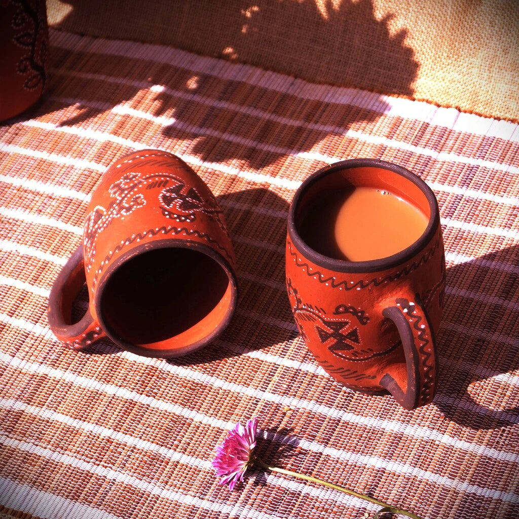 Kutch Painted Pottery Coffee Mugs Set of 2