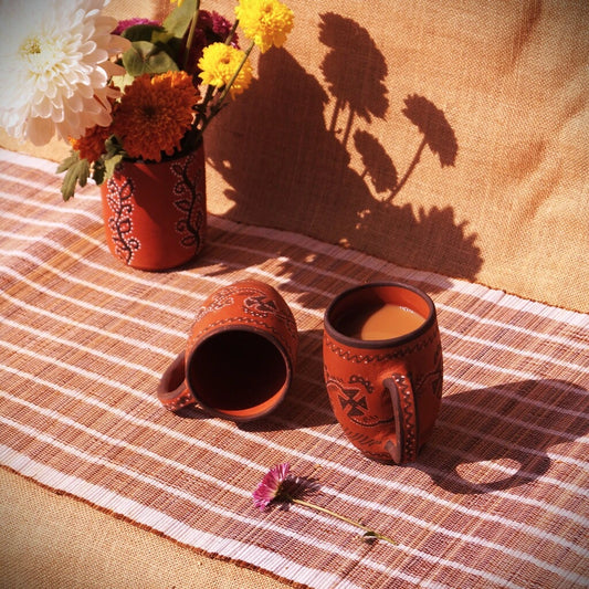 Kutch Painted Pottery Coffee Mugs Set of 2