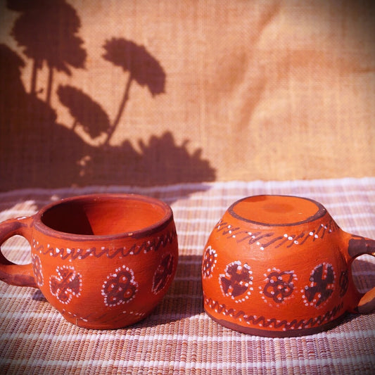 Kutch Painted Pottery Tea Cups Round Set of 2